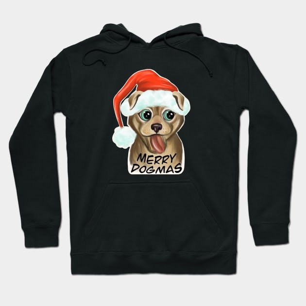 Santa Dog / Merry Dogmas / Merry Christmas / cute christmas dog Hoodie by Print Art Station